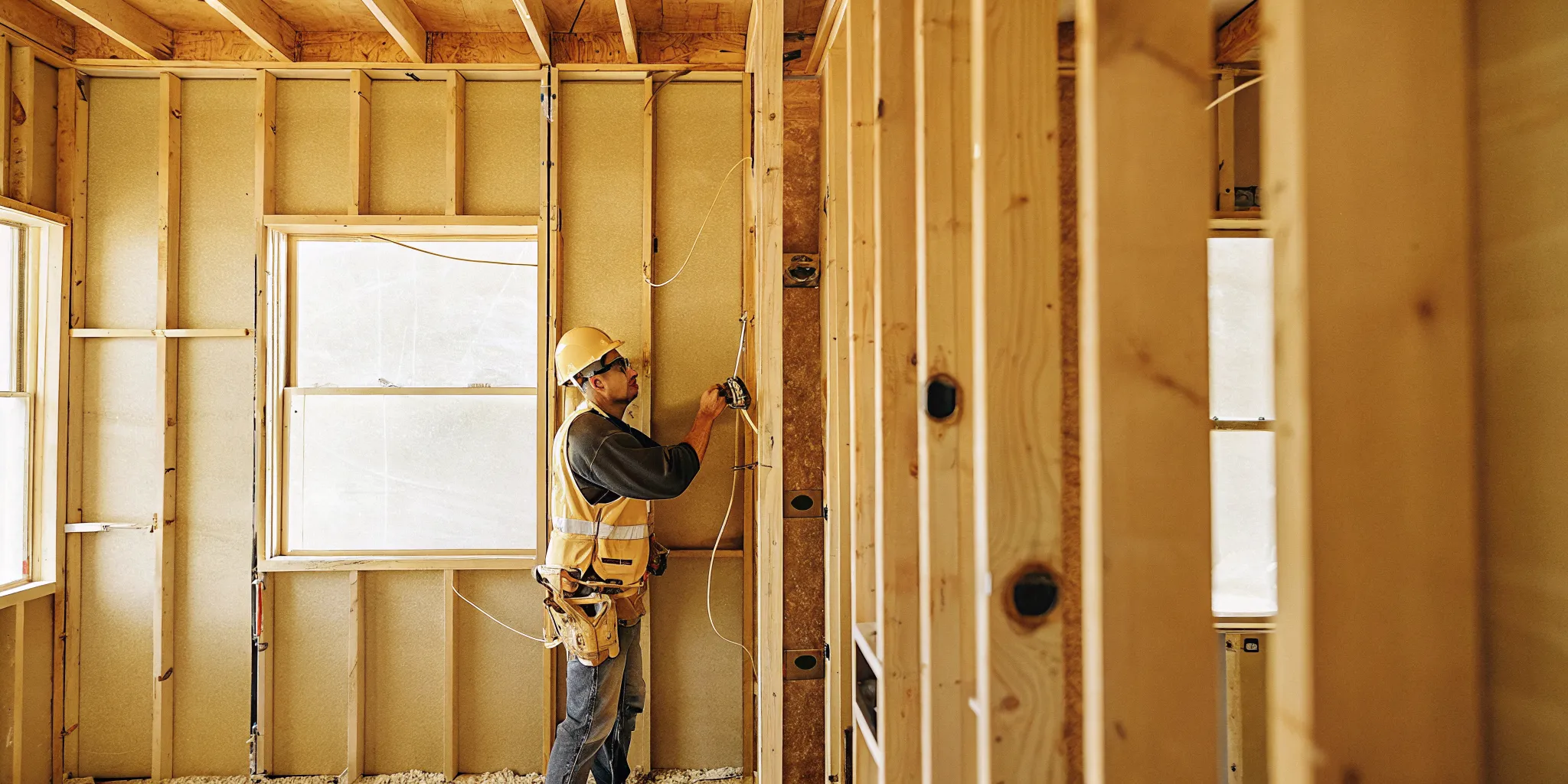 Professional electrician installing wiring during a Chicagoland home renovation