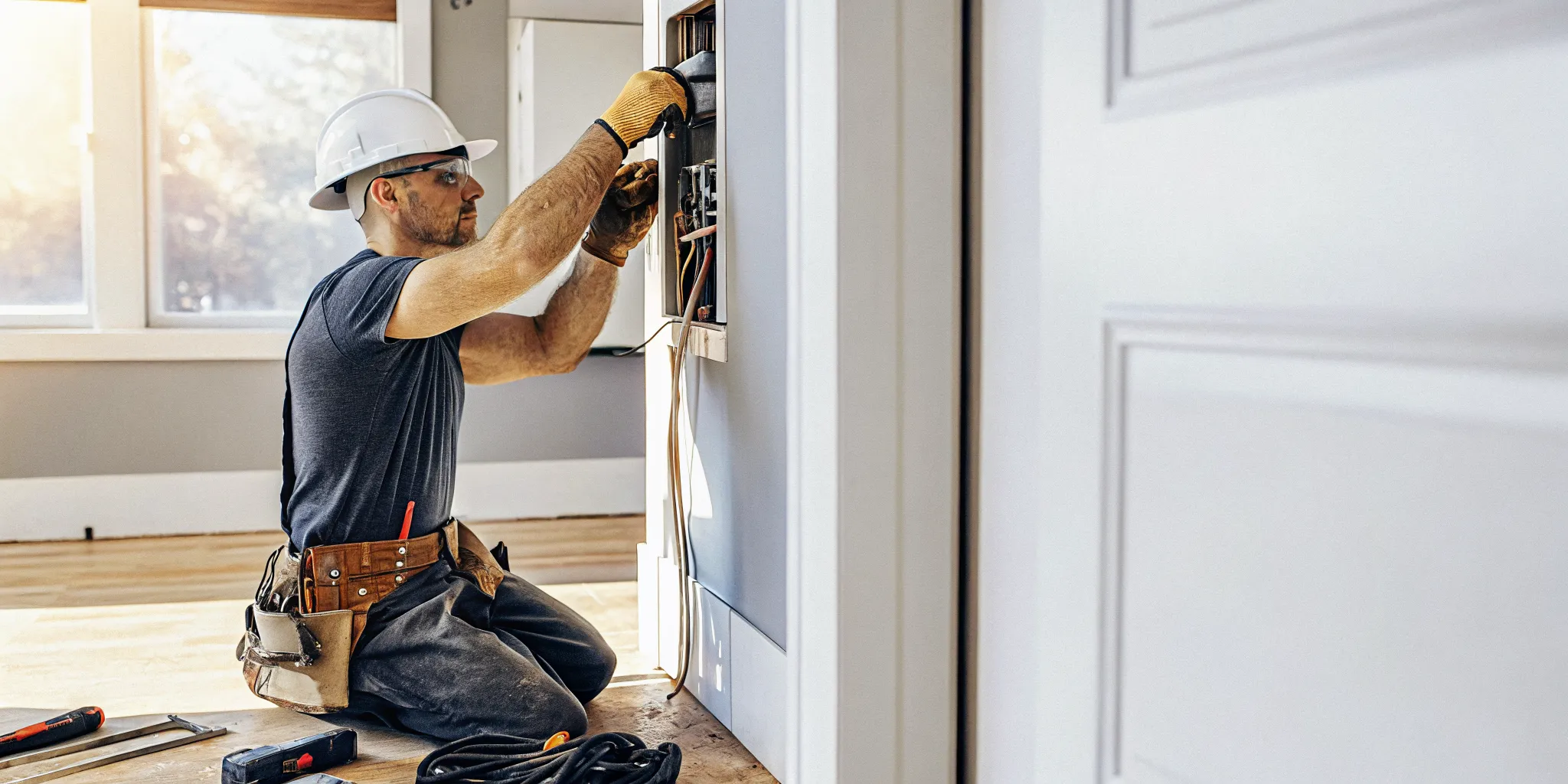 Electrician upgrading an electrical panel for an Inverness IL electrician repair