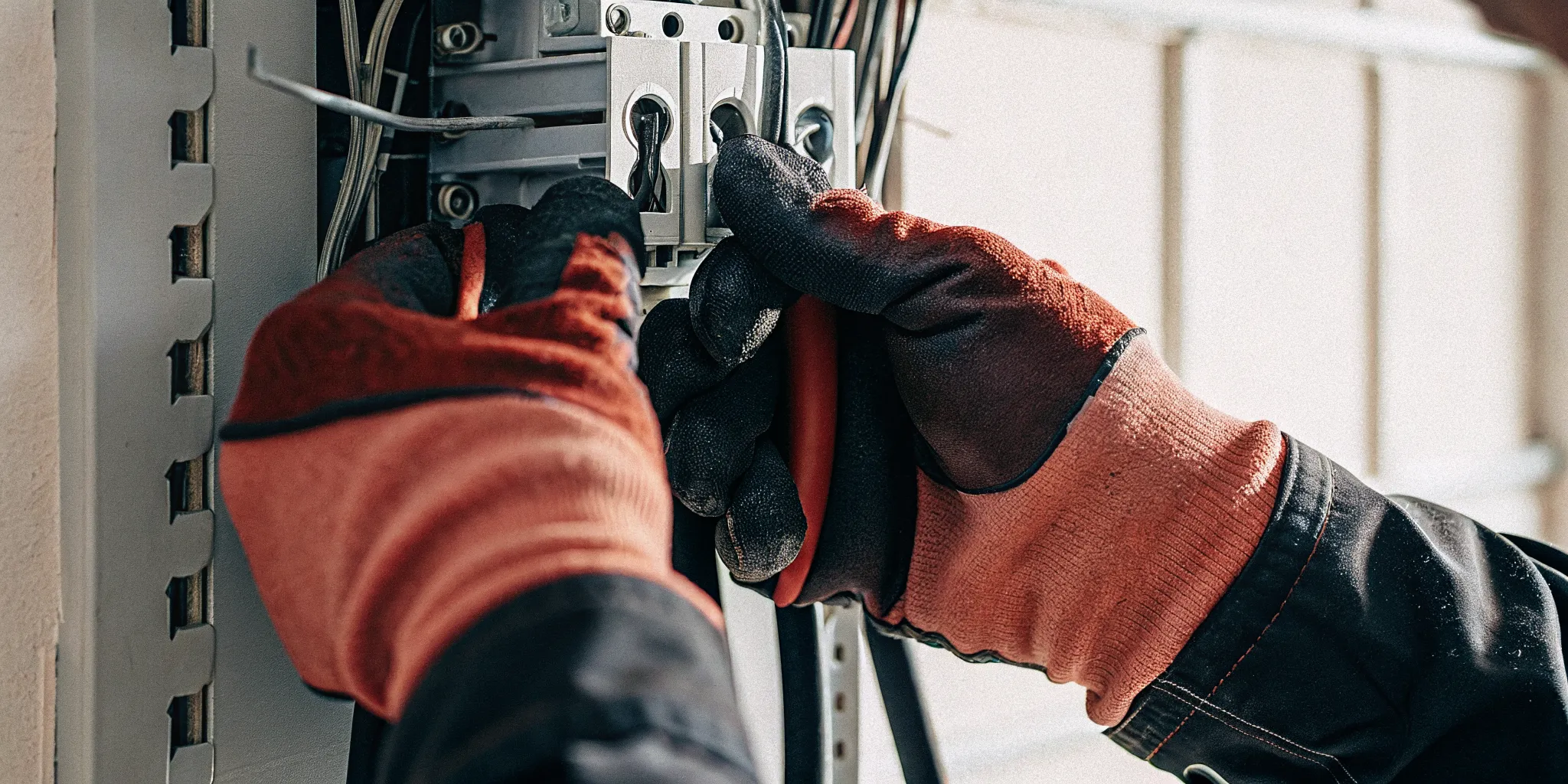 Licensed electrician inspecting a residential electrical panel in South Barrington
